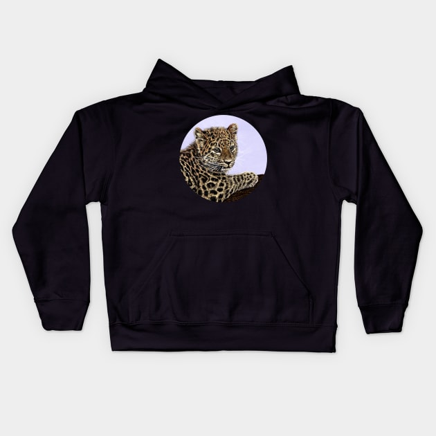 Amur leopard cub Kids Hoodie by lorendowding